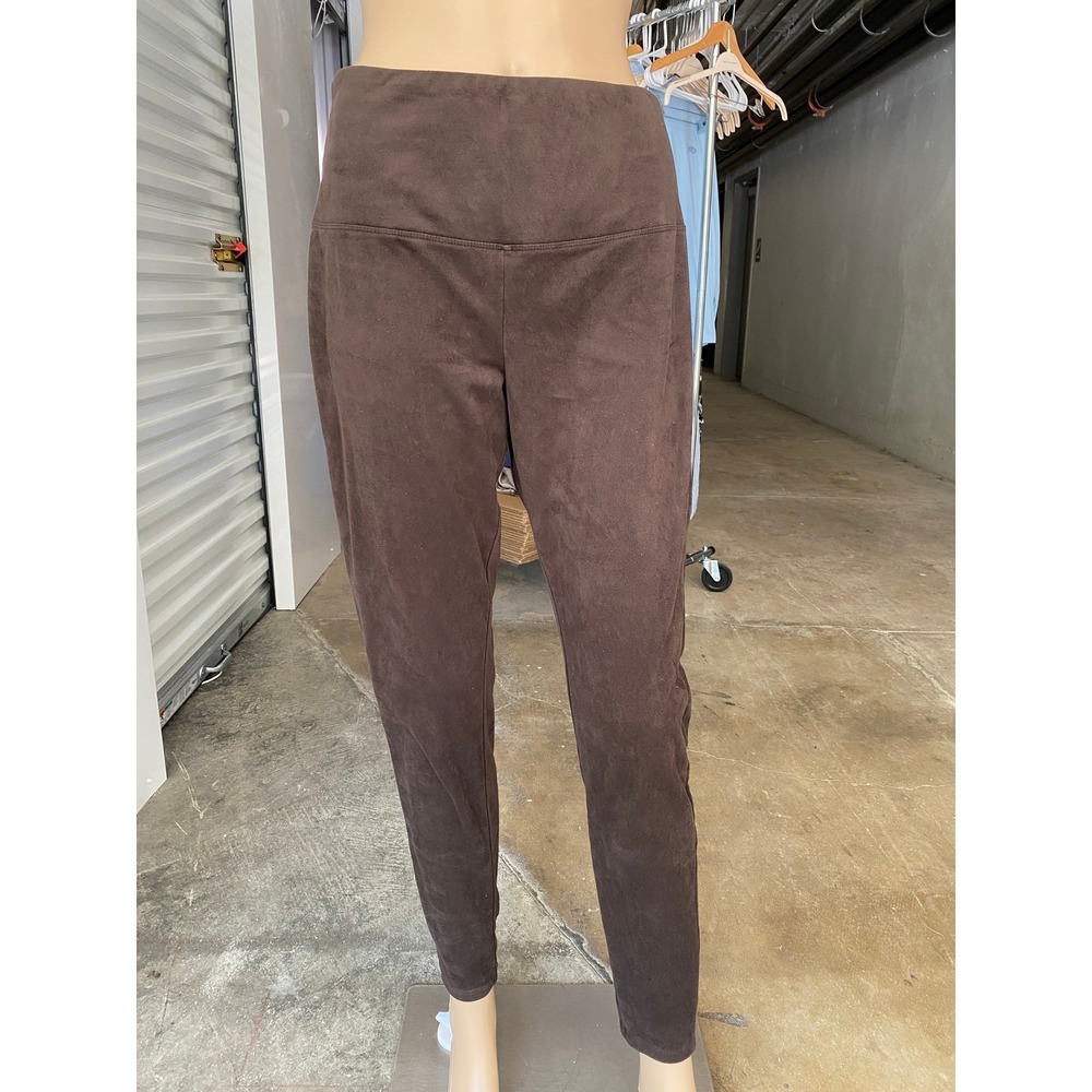 RUBY RIBBON Womens Brown Faux Suede High Waist Leggings Size L